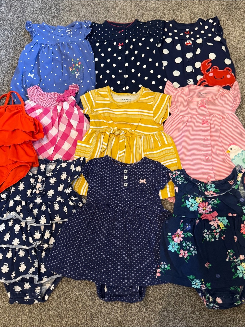 Bundle of 10 Baby Summer Clothes Bubbles, Dresses and Swim